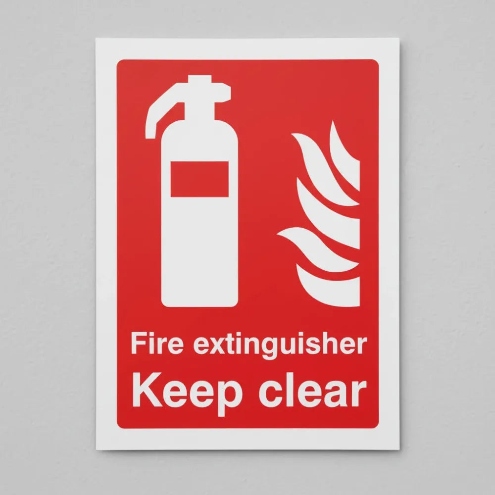 Fire extinguisher keep clear