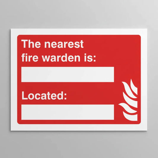 The nearest fire warden is (space for name) located