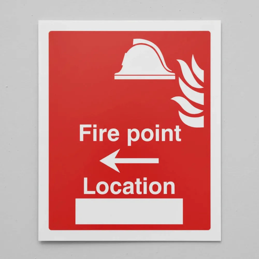 11048Y Fire point arrow left location Rigid Plastic (200x300mm) Safety Sign