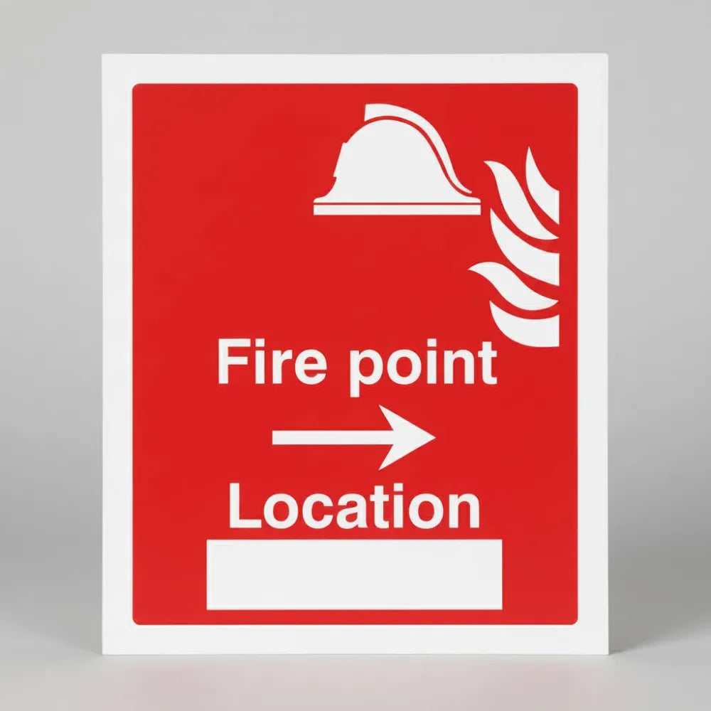 11049Y Fire point arrow right location Rigid Plastic (200x300mm) Safety Sign