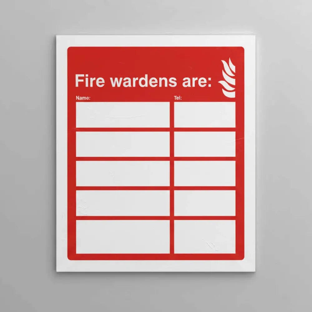 21052Y Fire wardens are (space for 6 names and numbers) Self Adhesive Vinyl (200x300mm) Safety Sign