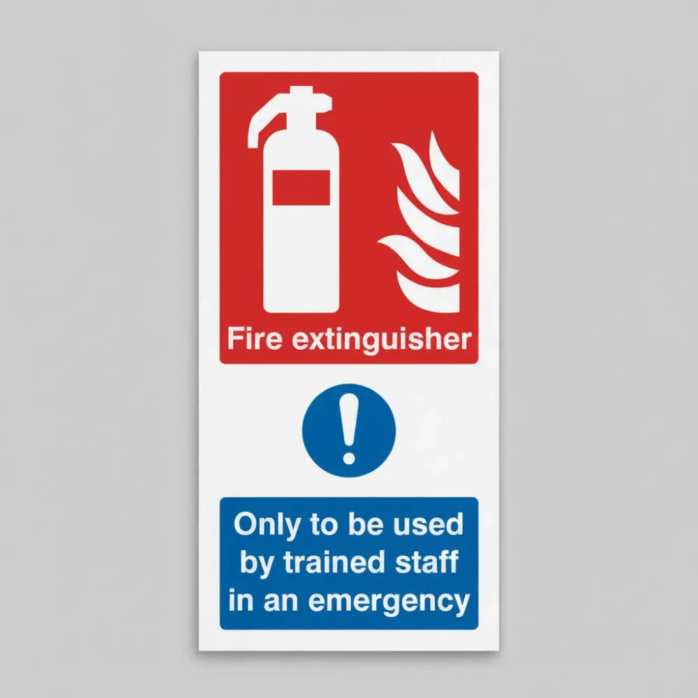 Fire extinguisher only to be used by trained staff in an emergency