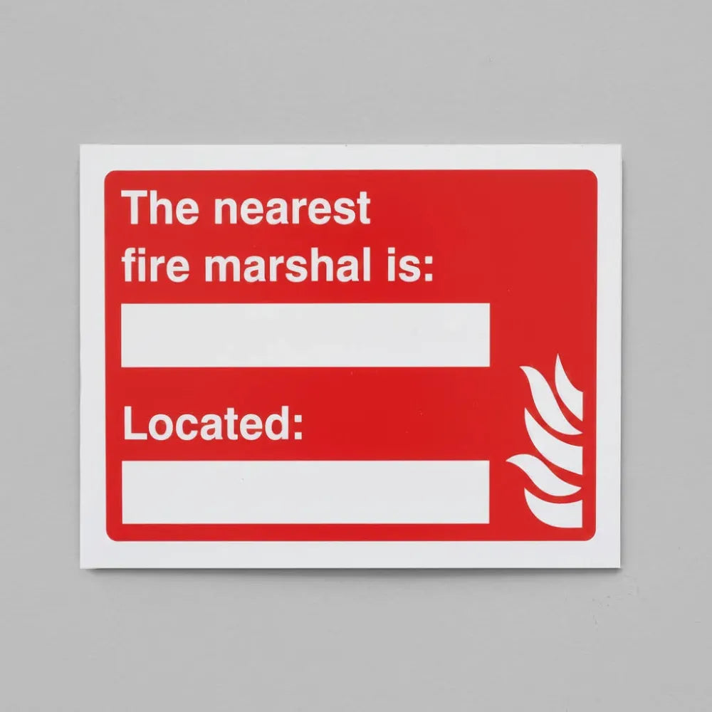 The nearest fire marshal is (space for name) located