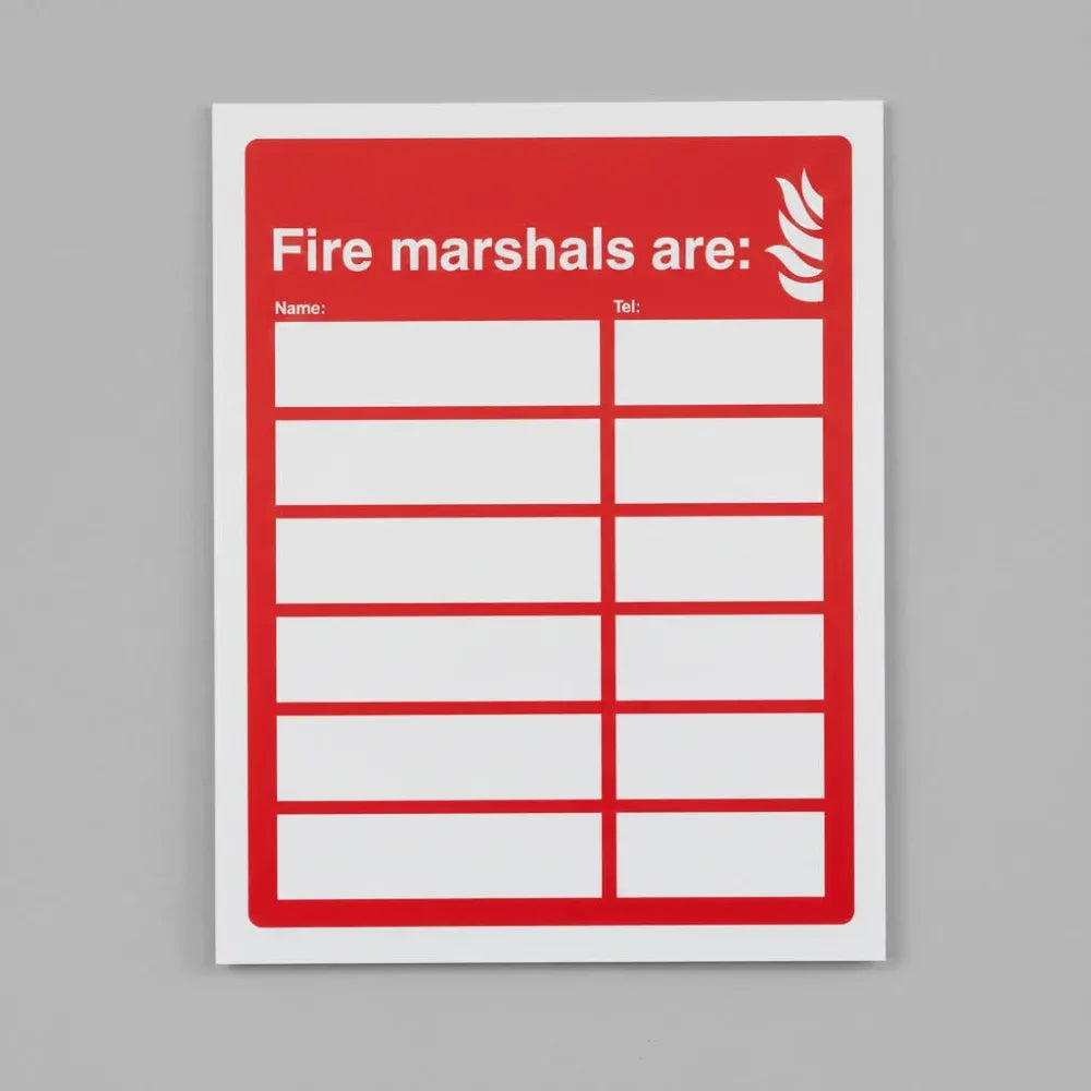 11064Y Fire marshals are (6 names and numbers) Rigid Plastic (200x300mm) Safety Sign