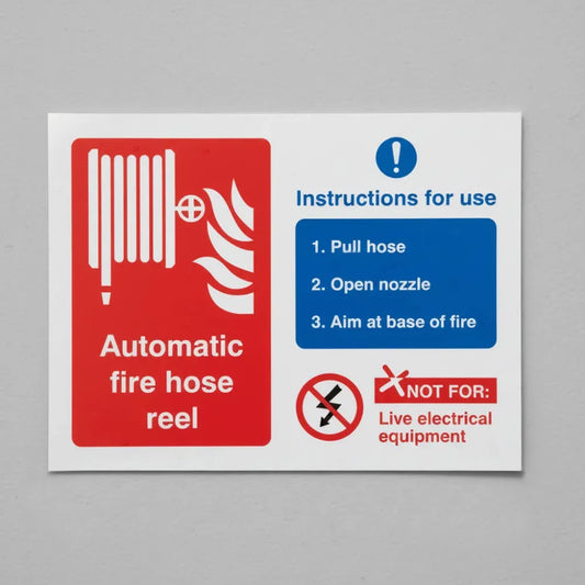 Automatic fire hose reel with instructions for use