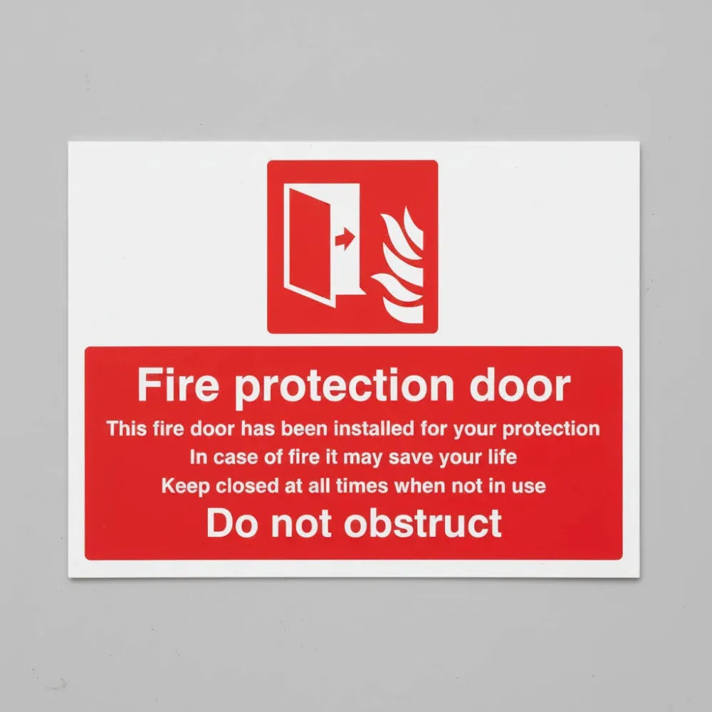 21075K Fire protection door Do not obstruct Self Adhesive Vinyl (400x300mm) Safety Sign
