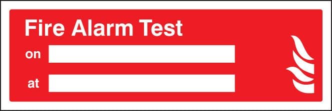 11040G Fire alarm test on/at Rigid Plastic (300x100mm) Safety Sign