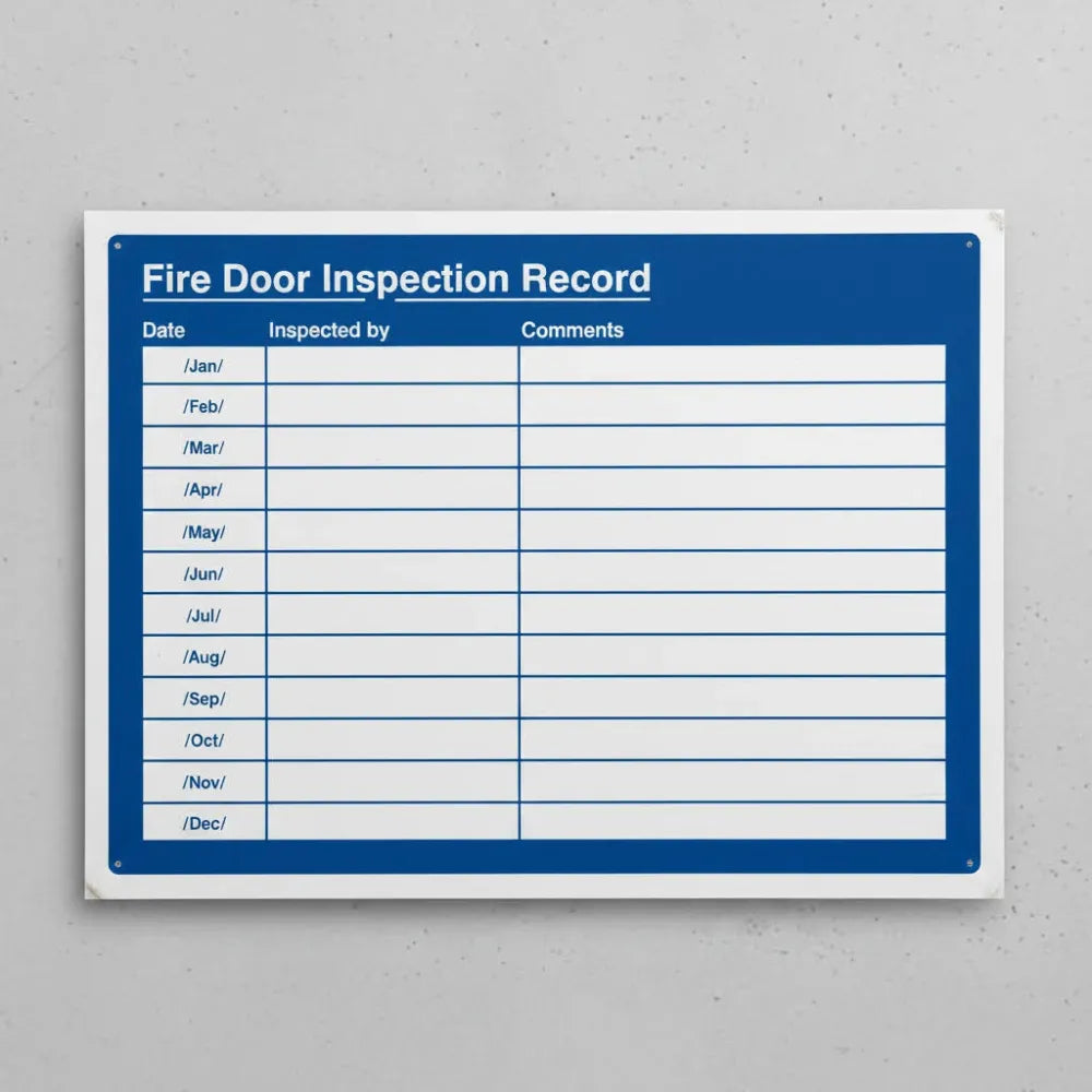 11108K Fire door inspection record Rigid Plastic (400x300mm) Safety Sign