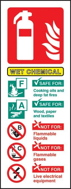 11231S Wet chemical fire extinguisher identification Rigid Plastic (75x200mm) Safety Sign