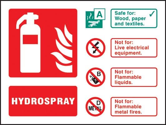 11240D Hydrospray extinguisher identification Rigid Plastic (100x150mm) Safety Sign