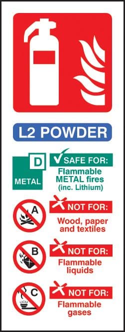 11242S L2 powder extinguisher identification Rigid Plastic (75x200mm) Safety Sign