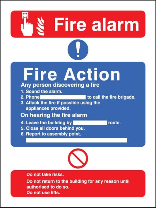 11426H Fire action/call point without lift Rigid Plastic (300x250mm) Safety Sign