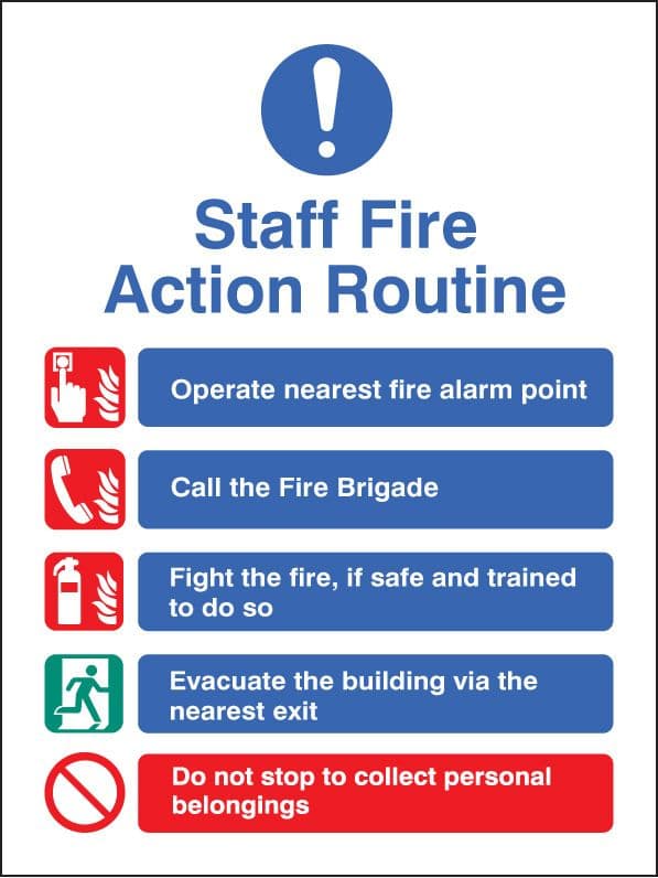 11439H Staff fire action Rigid Plastic (300x250mm) Safety Sign