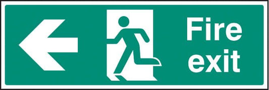 12003G Fire exit - left Rigid Plastic (300x100mm) Safety Sign