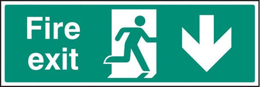 12008G Fire exit - down Rigid Plastic (300x100mm) Safety Sign