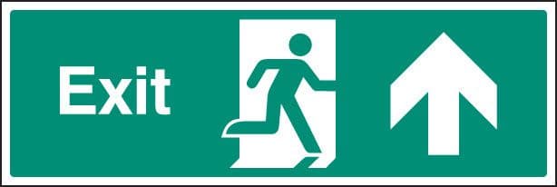 12015M Exit - straight on Rigid Plastic (600x200mm) Safety Sign