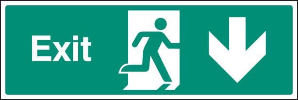 12016G Exit - down Rigid Plastic (300x100mm) Safety Sign
