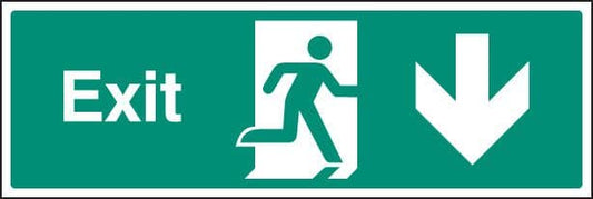 12016G Exit - down Rigid Plastic (300x100mm) Safety Sign