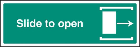 12046L Slide to open right Rigid Plastic (450x150mm) Safety Sign