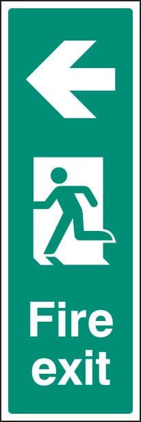 12053G Fire exit left (portrait) Rigid Plastic (300x100mm) Safety Sign