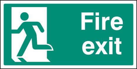 12056X Fire exit - left symbol Rigid Plastic (200x100mm) Safety Sign