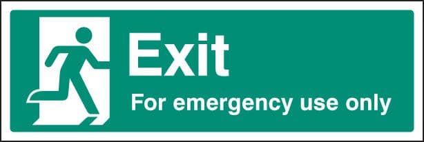 12064L Exit for emergency use only Rigid Plastic (450x150mm) Safety Sign