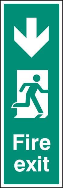12069L Fire exit down (portrait) Rigid Plastic (450x150mm) Safety Sign