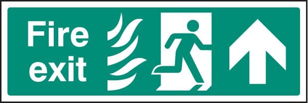 12088G Fire exit - arrow up HTM Rigid Plastic (300x100mm) Safety Sign