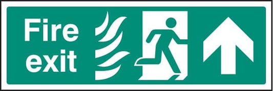 12088L Fire exit - arrow up HTM Rigid Plastic (450x150mm) Safety Sign