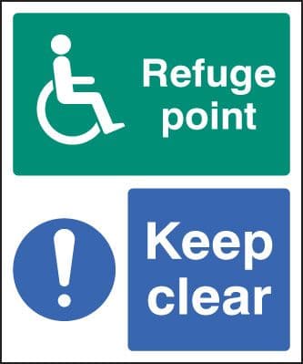 12096H Refuge point keep clear Rigid Plastic (300x250mm) Safety Sign