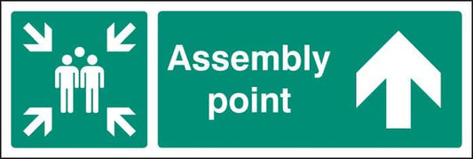 12141L Assembly point straight on Rigid Plastic (450x150mm) Safety Sign