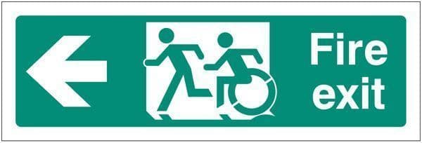 12162L Disabled fire exit arrow left - inclusive design Safety Sign