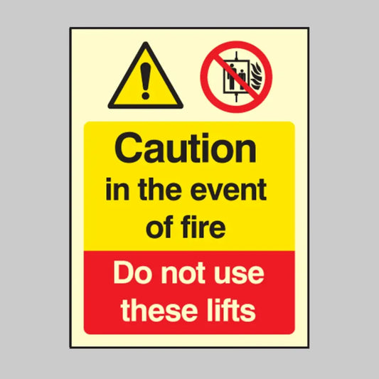 Caution in the event of fire do not use these lifts