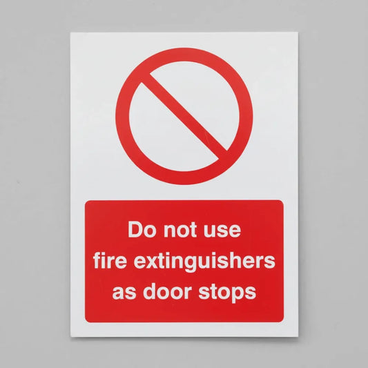 Do not use fire extinguishers as door stops