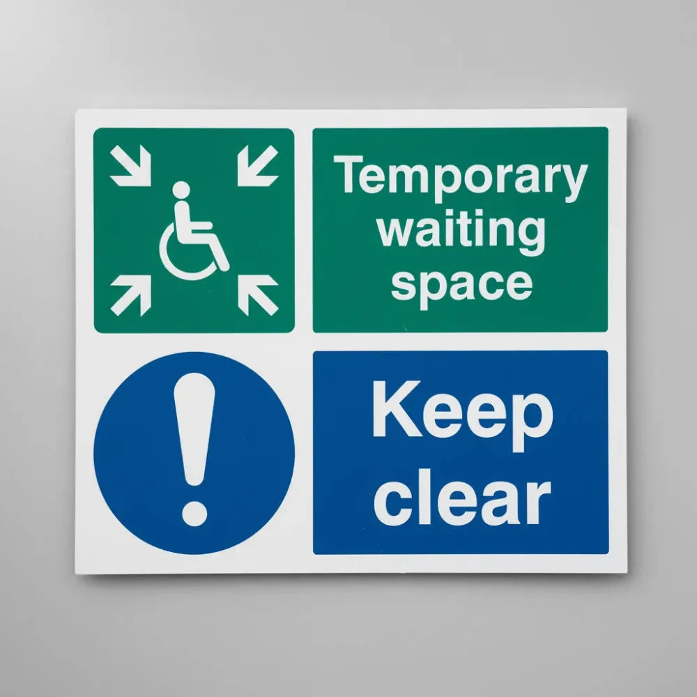 21228Y Temporary waiting space keep clear Self Adhesive Vinyl (200x300mm) Safety Sign
