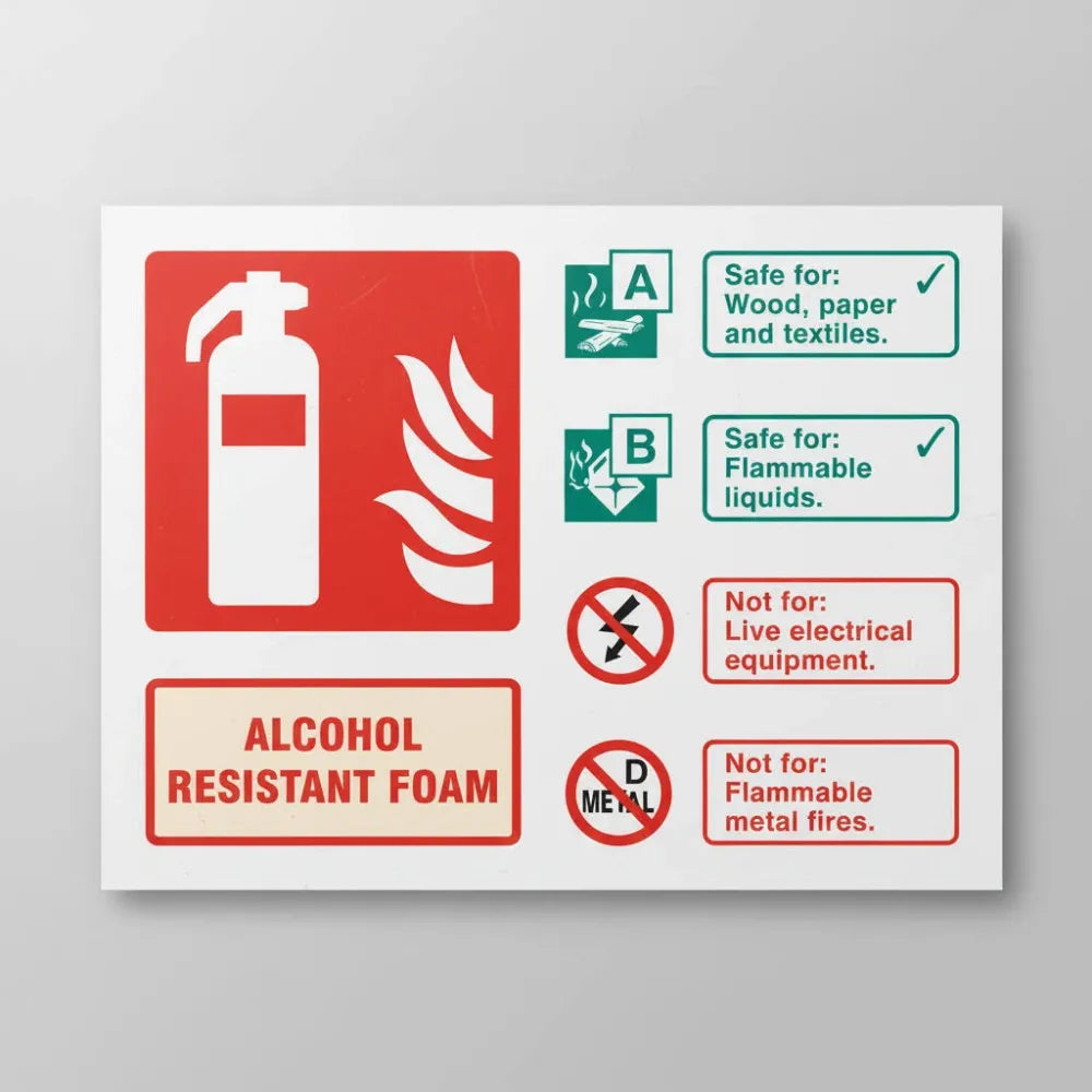Alcohol resistant foam extinguisher identification