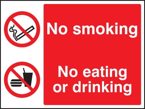 13012K No smoking, no eating, no drinking Rigid Plastic (400x300mm) Safety Sign