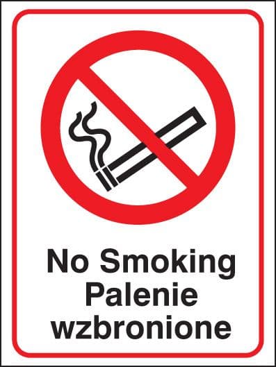13301H No smoking (English/polish) Rigid Plastic (300x250mm) Safety Sign