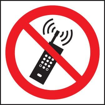 13613F No mobile phones (symbol) Rigid Plastic (200x200mm) Safety Sign