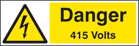 14003M Danger 415 volts Rigid Plastic (600x200mm) Safety Sign