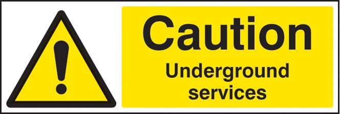 14015G Caution underground services Rigid Plastic (300x100mm) Safety Sign