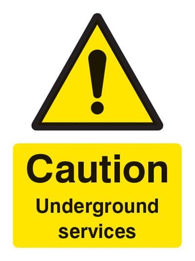 14015P Caution underground services Rigid Plastic (600x400mm) Safety Sign