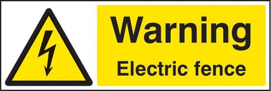 14023M Warning electric fence Rigid Plastic (600x200mm) Safety Sign