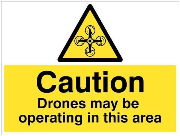14067Q Caution Drones may be operating in this area Safety Sign