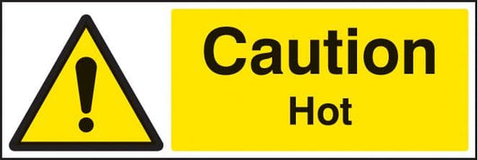 14208G Caution hot Rigid Plastic (300x100mm) Safety Sign