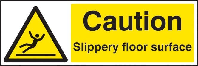 14213G Caution slippery floor surface Rigid Plastic (300x100mm) Safety Sign