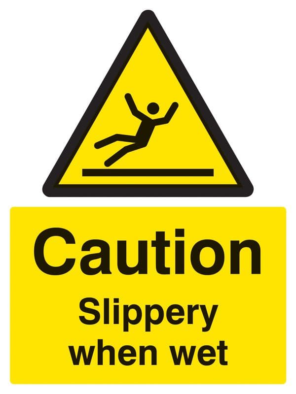 14229K Caution Slippery when wet Rigid Plastic (400x300mm) Safety Sign