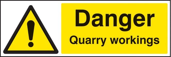 14232M Danger quarry workings Rigid Plastic (600x200mm) Safety Sign