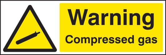 14248M Warning compressed gas Rigid Plastic (600x200mm) Safety Sign
