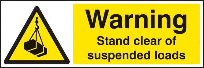 14250G Warning stand clear of suspended loads Rigid Plastic (300x100mm) Safety Sign